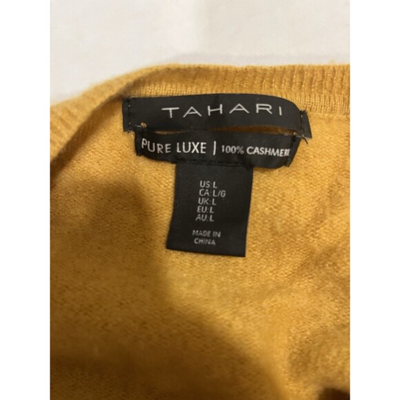 TAHARI Women's Cashmere Sweater Sz L Crewneck Dark Yellow Classic Capsule Luxury - Picture 4 of 9